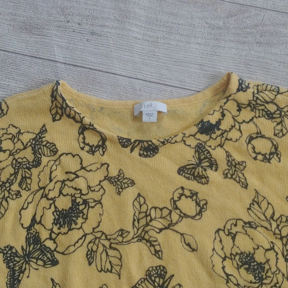 J. JILL COTTON BLEND LIGHTWEIGHT FLORAL SWEATER